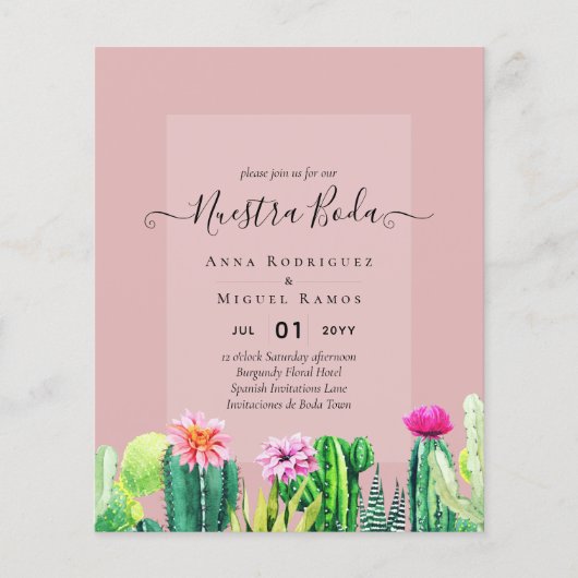 Onze Trouwdag CACTI Feest Spaanse Trouw Uitnodigin Flyer (Voorkant)