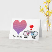 Onze trouwdag (cartoon schapen) foto kaart (Gele Bloem)