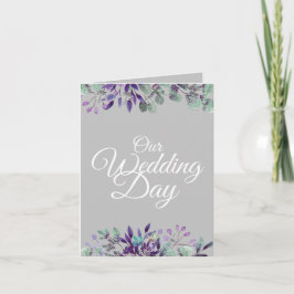 Onze trouwdag Floral Grey White Typografie