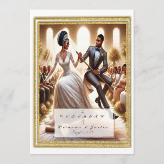 Onze trouwdag gelukzaligheid Elegant Afro-Amerikaa Programmakaart (Voorkant)