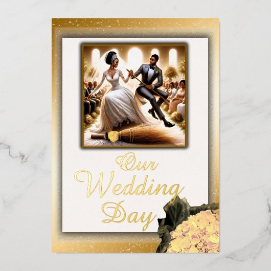 Onze trouwdag gelukzaligheid Elegante bruiloft Folie Uitnodiging (Voorkant)