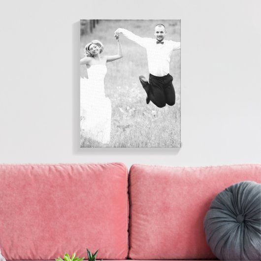 Onze trouwdag gepersonaliseerde trouwfoto canvas afdruk (Insitu (Woonkamer))