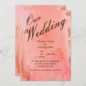 Onze Trouwdag Goud Perzik Bruin Elegante Trouwdag Kaart (Voorkant / Achterkant)