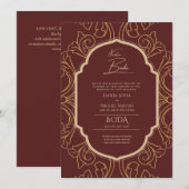 Onze Trouwdag Gouden Lijst Spaans Huwelijks UITNOD Kaart (Voorkant / Achterkant)