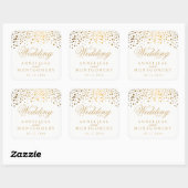 Onze trouwdag gouden Stippen op wit | personaliser Vierkante Sticker (Vel)