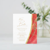 Onze Trouwdag Gouden Tekst AGATE Trouw Uitnodiging (Staand voorkant)