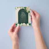 ONZE TROUWdag Groen Goud Witte Rozen Winter UITNOD Flyer (Hand)