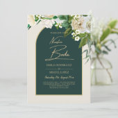 ONZE TROUWdag Groene Gouden Witte Rozen Winter UIT Kaart (Staand voorkant)