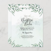 ONZE TROUWDAg Groene Spaanse TROUWKAART Uitnodigin (Voorkant / Achterkant)