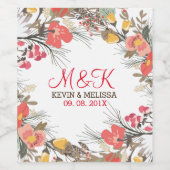 Onze trouwdag Monogrammed Colorful Flowers Wijn Etiket (Enkel label)