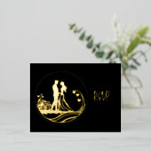 Onze trouwdag paar gouden folie RSVP Folie Feestdagen Briefkaart (Staand Voorkant)