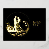 Onze trouwdag paar gouden folie RSVP Folie Feestdagen Briefkaart (Voorkant)