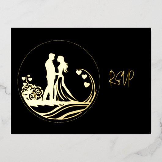 Onze trouwdag paar gouden folie RSVP Folie Feestdagen Briefkaart (Voorkant)