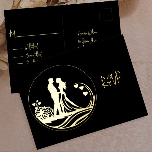 Onze trouwdag paar gouden folie RSVP Folie Feestdagen Briefkaart