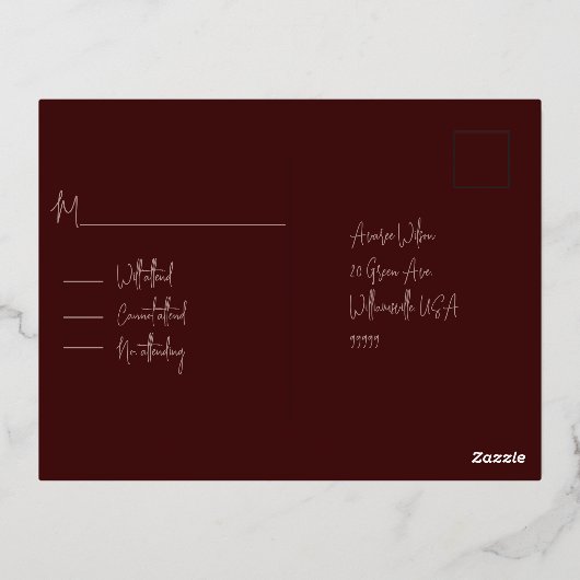 Onze Trouwdag Paar Roos Gold Folie RSVP Folie Feestdagen Briefkaart (Achterkant)