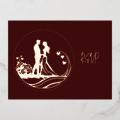 Onze Trouwdag Paar Roos Gold Folie RSVP Folie Feestdagen Briefkaart (Voorkant)