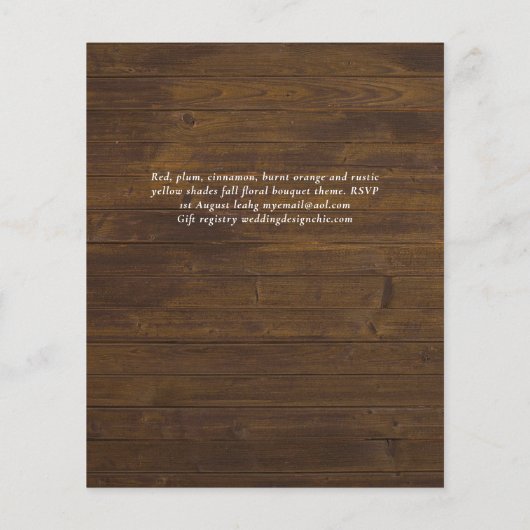 ONZE TROUWdag Plum Fall Bloem Spaans Huwelijk Flyer (Achterkant)