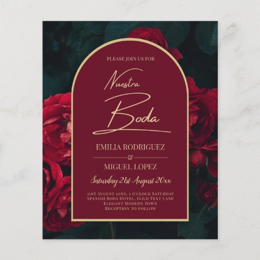 ONZE TROUWdag Rode Rozen Bosgroene Winter UITNODIG (Voorkant)