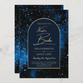 ONZE TROUWdag Starnacht Navyblauw Goud UITNODIGING (Voorkant / Achterkant)