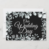 Onze Trouwdag Tuin Bloemen Wit Typografie Kaart (Voorkant)