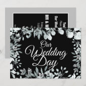 Onze Trouwdag Tuin Bloemen Wit Typografie Kaart (Voorkant / Achterkant)