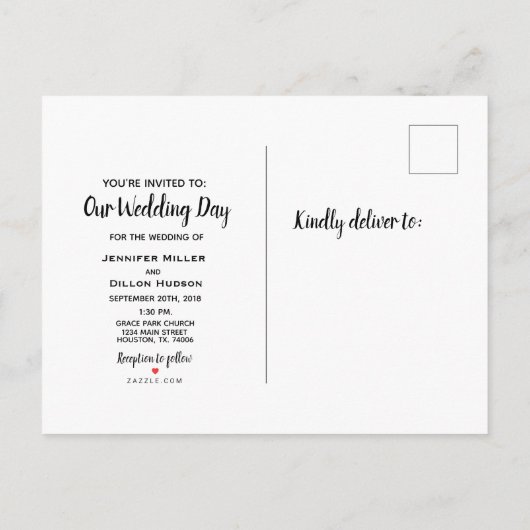 Onze trouwdag uitnodiging Briefkaart (Achterkant)