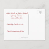 "Onze trouwdatum" - Red Rose Bouquet Aankondigingskaart (Achterkant)