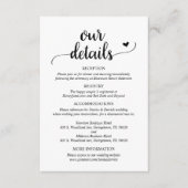 Onze trouwdetails, Rustic Script bijgevoegde kaart (Voorkant)