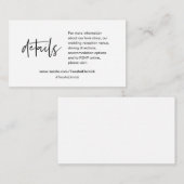 Onze trouwgegevens, Moderne kalligrafie Informatiekaartje (Voorkant / Achterkant)