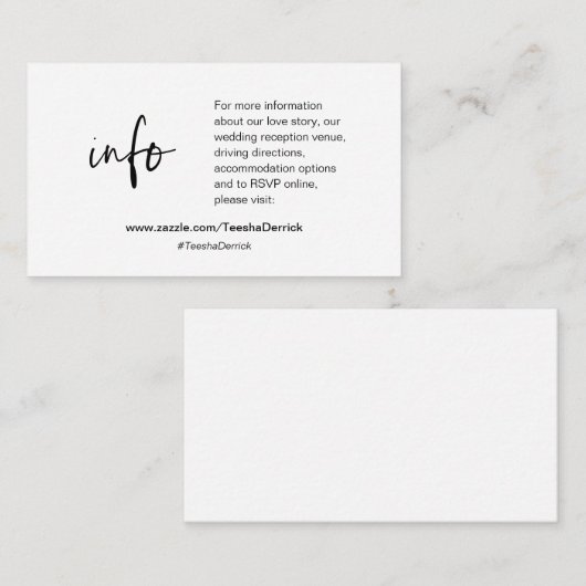 Onze trouwgegevens, website, RSVP, Enclosure Kaart (Voorkant / Achterkant)