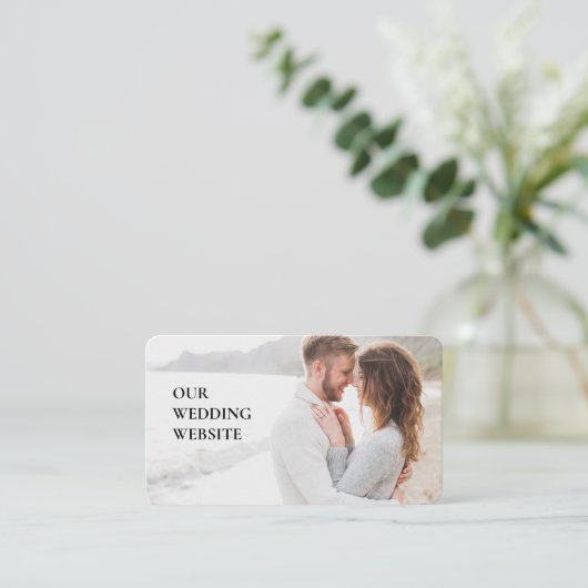 Onze trouwwebsite QR-code aangepaste foto scan hie Informatiekaartje (Staand voorkant)