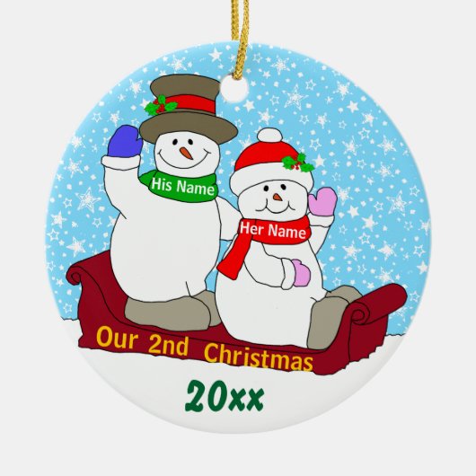 Onze tweede kerst keramisch ornament (Voorkant)