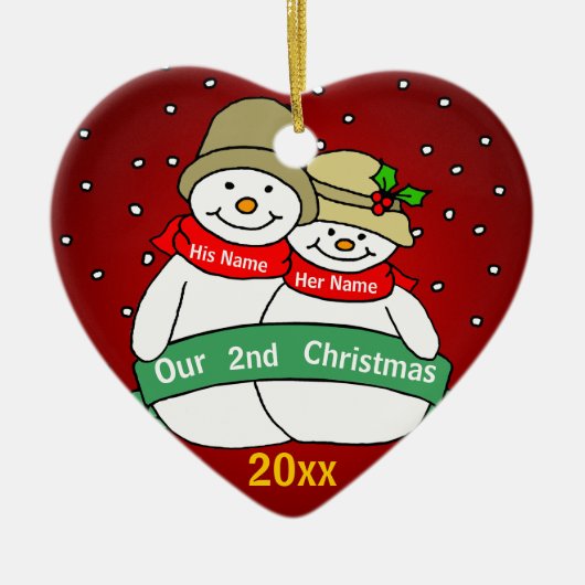 Onze tweede kerst keramisch ornament (Voorkant)