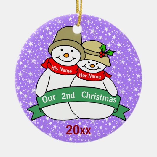 Onze tweede kerst keramisch ornament (Voorkant)