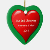 Onze tweede kerst samen met Cute Red Heart 2019 Keramisch Ornament (Rechts)