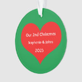 Onze tweede kerst samen Rode Hart 2023 Schattige Ornament (voorkant)