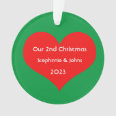 Onze tweede kerst samen Rode Hart 2023 Schattige Ornament (voorkant)
