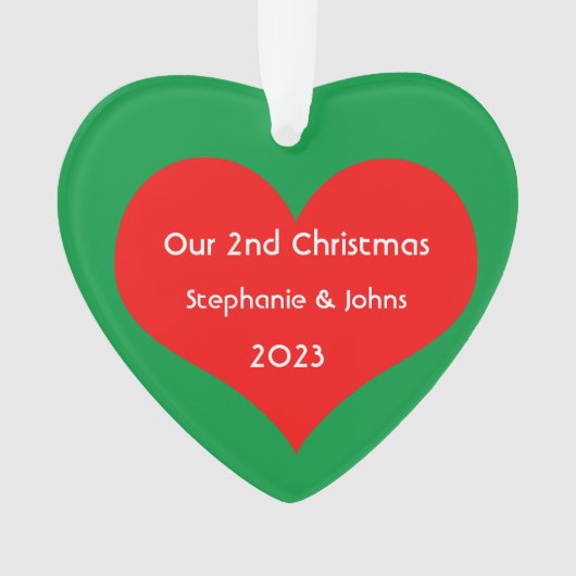 Onze Tweede Kerstmis Samen 2023 Schattige Rood Har Ornament (voorkant)