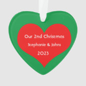 Onze Tweede Kerstmis Samen 2023 Schattige Rood Har Ornament (achterkant)