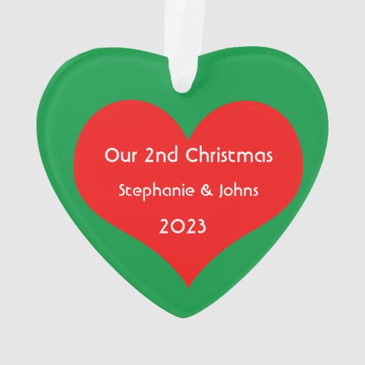 Onze Tweede Kerstmis Samen 2023 Schattige Rood Har Ornament (achterkant)