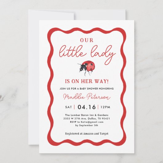 Onze uitnodiging tot het Baby shower van Little La (Voorkant)