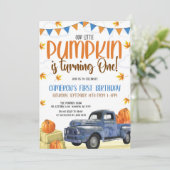 Onze uitnodiging van de kleine pomkin Birthday (Staand voorkant)