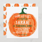 Onze uitnodiging van de kleine pomkin Birthday (Voorkant / Achterkant)
