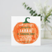 Onze uitnodiging van de kleine pomkin Birthday (Staand voorkant)