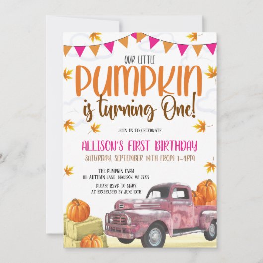 Onze uitnodiging van de kleine pomkin Birthday (Voorkant)