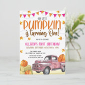 Onze uitnodiging van de kleine pomkin Birthday (Staand voorkant)