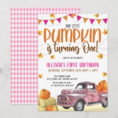 Onze uitnodiging van de kleine pomkin Birthday (Voorkant / Achterkant)