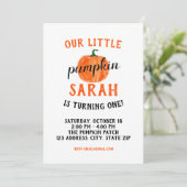 Onze uitnodiging van de kleine pomkin Birthday (Staand voorkant)