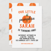Onze uitnodiging van de kleine pomkin Birthday (Voorkant / Achterkant)