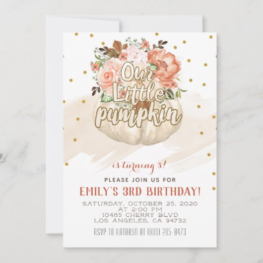 Onze uitnodiging van de kleine pomkin Birthday (Voorkant)